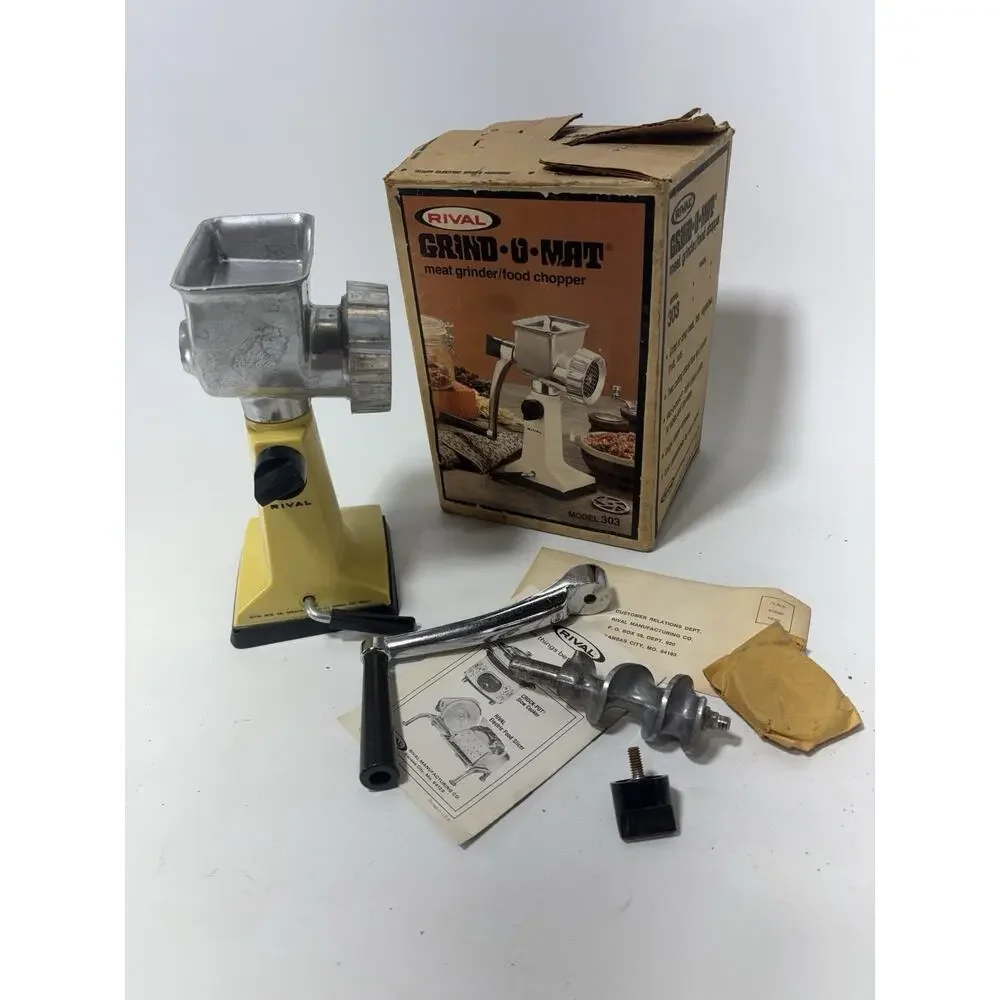Vintage Rival Grind O Mat Model 303 Meat Grinder Food Chopper w Box Complete